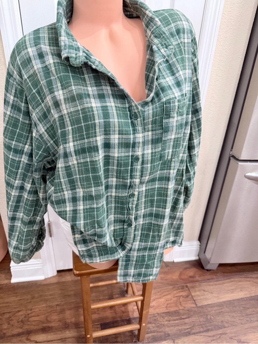 Cotton On Green Plaid Button Up Shirt Women’s M Lightweight Flannel Oversized